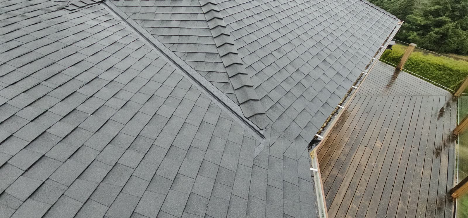 Salt Spring Island project — shingle close-up at valley and ridge intersection